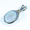 Australian Solid Opal and Diamond Silver Pendant with Silver Chain (10mm x 9mm) Code - FF213