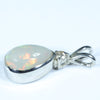 Australian Solid Opal and Diamond Silver Pendant with Silver Chain (10mm x 6.5mm) Code - FF201