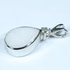 Australian Solid White Opal and Diamond Silver Pendant with Silver Chain (11mm x 7.5mm) Code - FF223