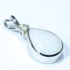 Australian Solid White Opal and Diamond Silver Pendant with Silver Chain (11mm x 7.5mm) Code - FF223