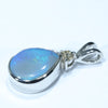 Australian Solid Opal and Diamond Silver Pendant with Silver Chain (10mm x 7mm) Code - FF227