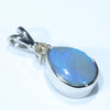 Australian Solid Opal and Diamond Silver Pendant with Silver Chain (10mm x 7mm) Code - FF227
