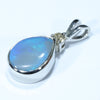 Sterling Silver - Solid Lightning Ridge Dark Opal - Natural Diamond
