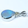 Australian Solid Opal and Diamond Silver Pendant with Silver Chain (10mm x 7mm) Code - FF227