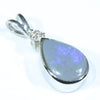 Australian Solid Opal and Diamond Silver Pendant with Silver Chain (10mm x 7mm) Code - FF224