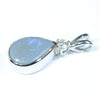 Australian Solid Opal and Diamond Silver Pendant with Silver Chain (10mm x 7mm) Code - FF224
