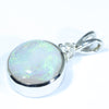 Australian Solid Opal and Diamond Silver Pendant with Silver Chain (10mm x 9.5mm) Code - FF229