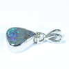 Boulder Opal and Diamond Silver Pendant with Silver Chain (8mm x 7mm)  Code - FF195
