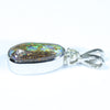 Australian Boulder Opal and Diamond Silver Pendant with Silver Chain (11mm x 5mm)  Code - FF199