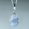 Natural Australian Lightning Ridge Opal Silver and Diamond Pendant