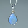 Natural Australian Lightning Ridge Opal Silver and Diamond Pendant