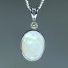 Natural Australian lightning Ridge Silver opal and Diamond Pendant