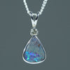 Natural Australian Boulder Opal Silver and Diamond Pendant
