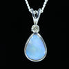Natural Australian Lighting Ridge Silver Opal and Diamond Pendant