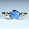 Natural Australian Boulder Opal Gold and Diamond Ring