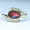 Natural Australian Boulder Opal Gold and Diamond Ring