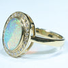 18k Gold - Solid Queensland Crystal Opal - Natural Diamonds