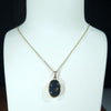 Lightning Ridge Solid Black Opal and Diamond Gold Pendant (16mm x 10mm) Code - AA126