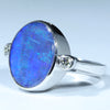 14k White Gold - Solid Queensland Boulder Opal - Natural Diamonds