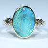Natural Australian Boulder Opal Gold and Diamond Ring