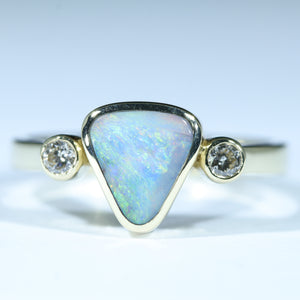 Natural Australian Boulder Opal Gold and Diamond Ring