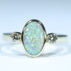 Natural Australian Lighting Ridge Opal Gold and Diamond Ring