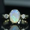 Natural Australian Crystal Opal Gold and Diamond Ring