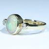 10k Gold - Solid Lightning Ridge Crystal Opal - Natural Diamonds