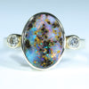 Natural Australian Boulder Opal Gold and Diamond Ring