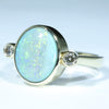 10k Gold - Solid Coober Pedy Dark Opal - Natural Diamonds
