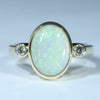 Natural Australian White Opal Gold and Diamond Ring