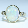 Natural Australian Cober Pedy Crystal Opal Gold and Diamond Ring