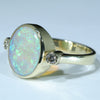 10k Gold - Solid Coober Pedy Crystal Opal - Natural Diamonds