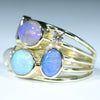 10k Gold - X3 Solid Boulder Opals - Tanzanite - Rainbow Moonstone - Diamond