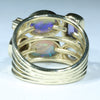 Australian Solid Opal, Tanzanite, Rainbow Moonstone, and Diamond Gold Ring  - Size 7.5 Code - EM197